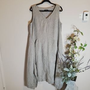 Stella Carakasi hemp cotton blend  natural tan color midi dress